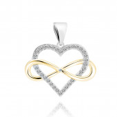 Pandantiv argint inima cu pietre si infinit placat cu aur galben DiAmanti Z1781CR_W-DIA